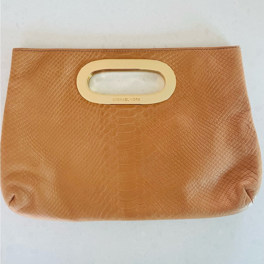 Michael Kors Tan Leather Wristlet Clutch